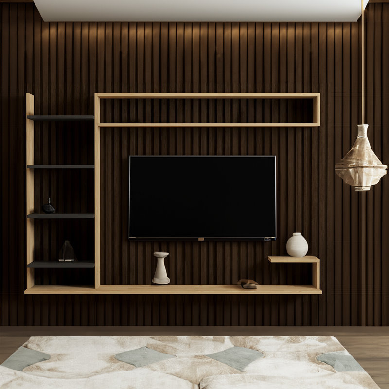 Modern Fluted-Door Minimalist TV Stand for TVs up to 65 inches – Coastal Oak